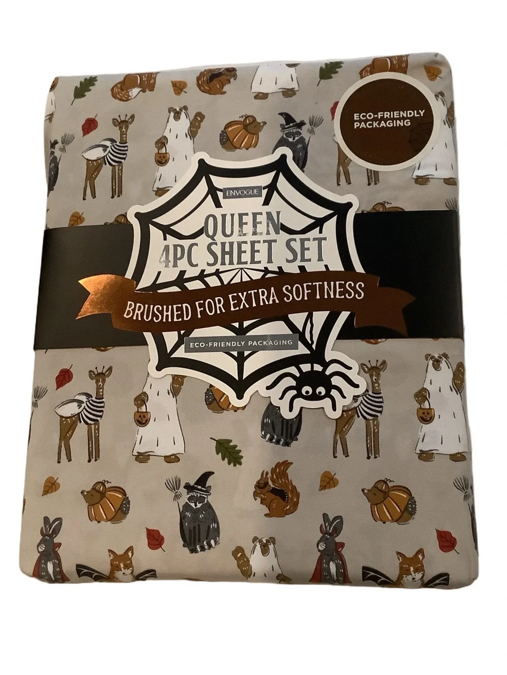 Envogue Halloween Forest Critters Queen Sheet Set New